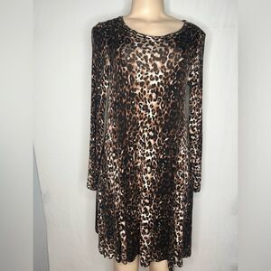 Derek Heart Leopard Print Women’s Long Sleeve Dress Animal Print .Size S